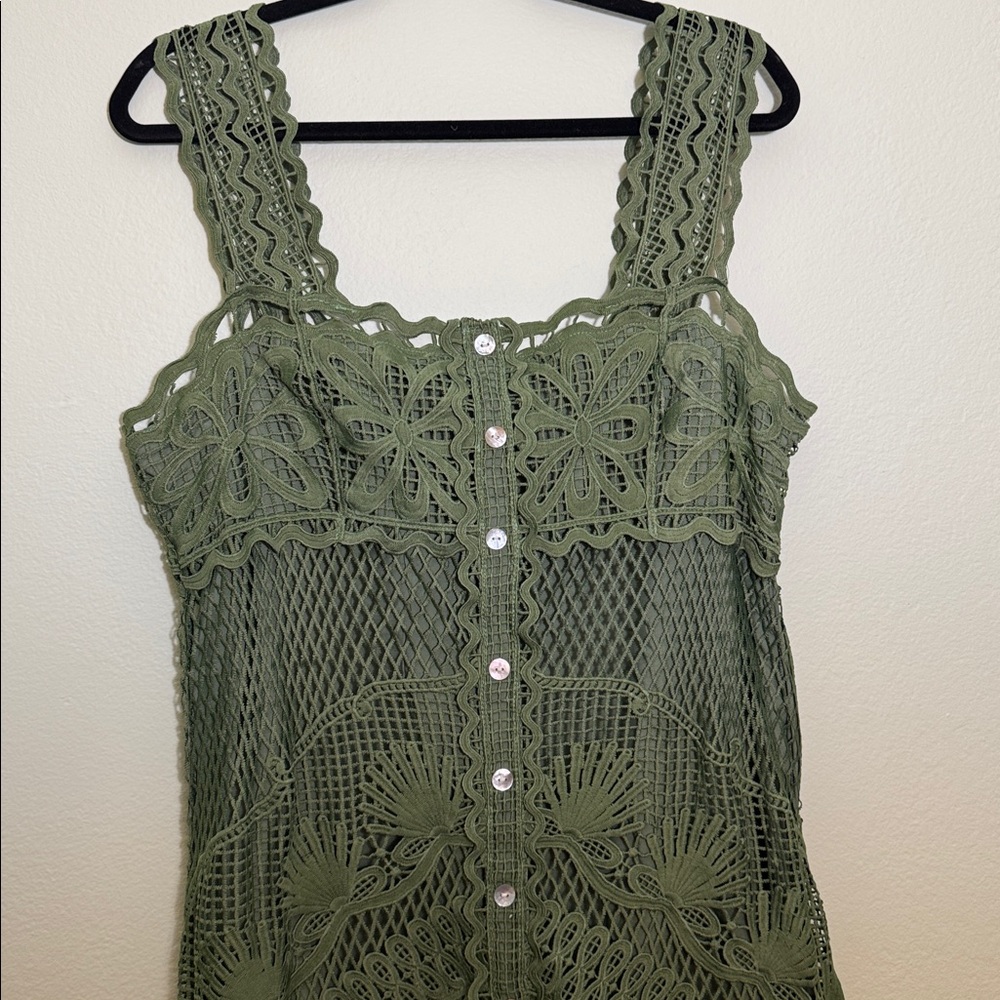 Farm Rio XL Green Nautical Guipure Maxi Dress - Picture 7 of 10